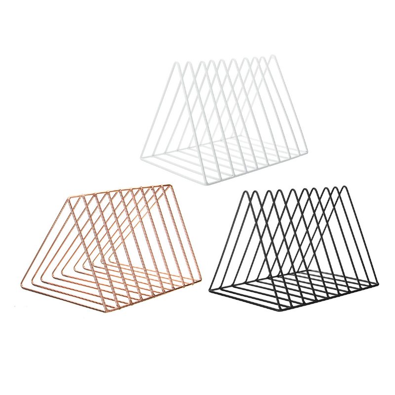 1 Styck Nordic Simple Triangle Smidesjärn Förvaringsställ Hållare Bokhylla Fil Magasin Förvaring Box Office Desktop Organizer