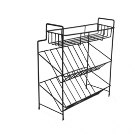 2/3-lagers Hylla Köksredskap Förvaring Järn Kryddställ Förvaringsställ Hem Organizer Kök Hylla-svart