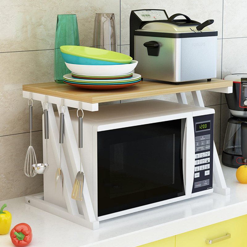 2-vånings Kök Baker Rack Mikrovågsugn Stativ Förvaringsvagn Arbetsstation Hylla Desktop Organizer