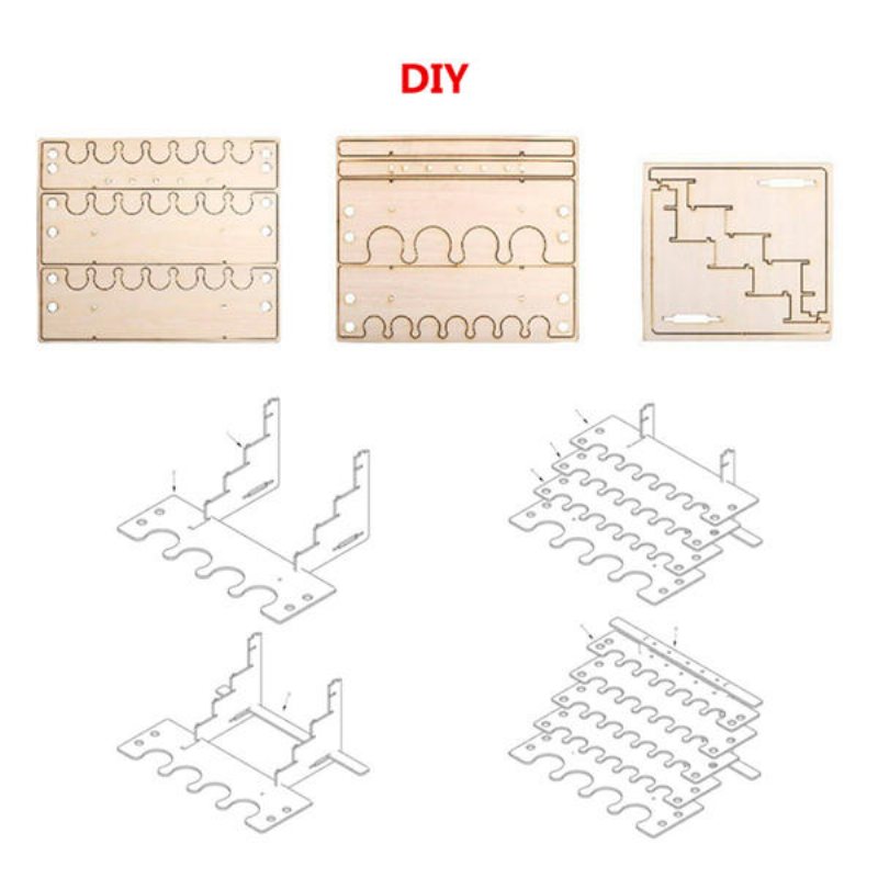 24 Krukor Trä Akrylfärg Ställ Flask Förvaringsställ Hållare Modular Organizer