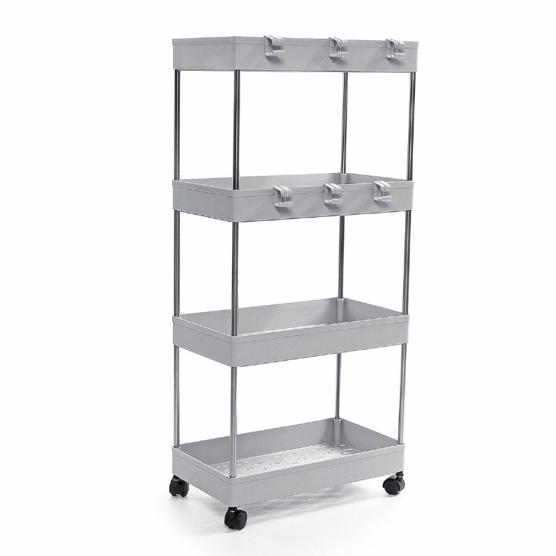 3/4 Tiers Slim Trolley Förvaringshållare Rack Desktop Organizer Kök Badrum