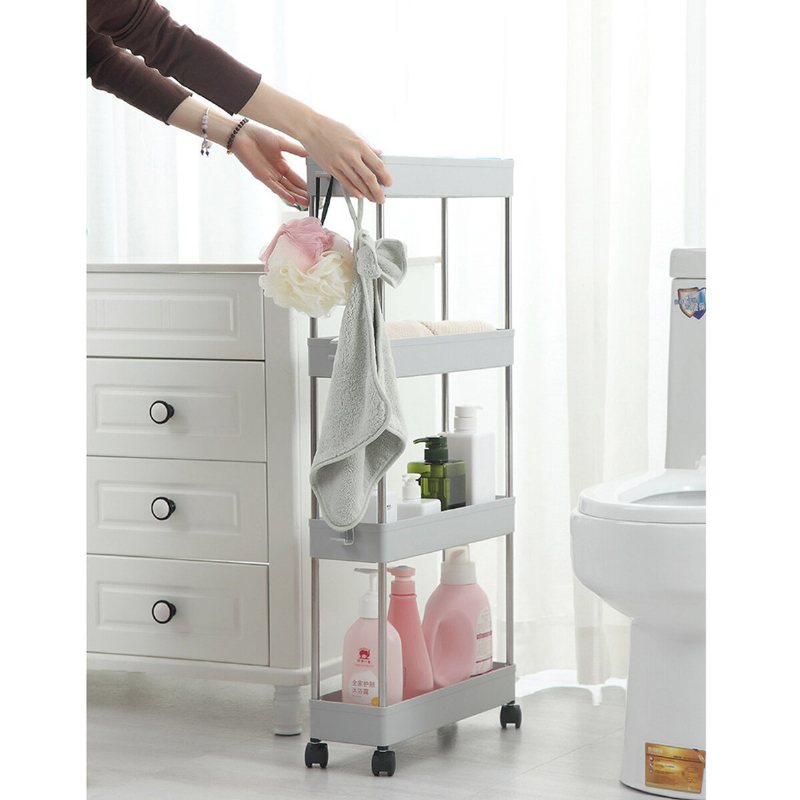 3/4 Tiers Slim Trolley Förvaringshållare Rack Desktop Organizer Kök Badrum