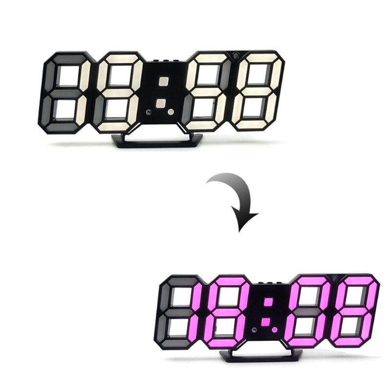 3d Led-väckarklocka Digital Temperatur Nattljusskärm Färgändring Elektronisk Hängande Klocka Hem Vardagsrumsinredning