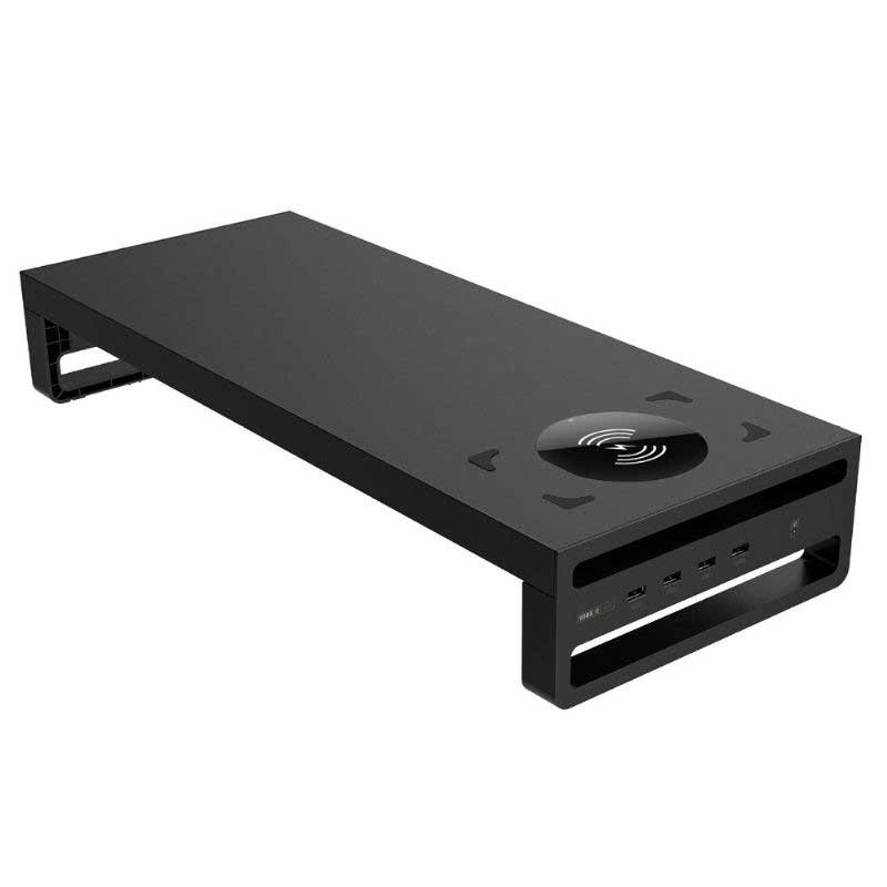 Abs Bärbar Stand Med Usb 3.0 Laddningsport Trådlös Laddare För Pc Monitor Öka Bord Organizer