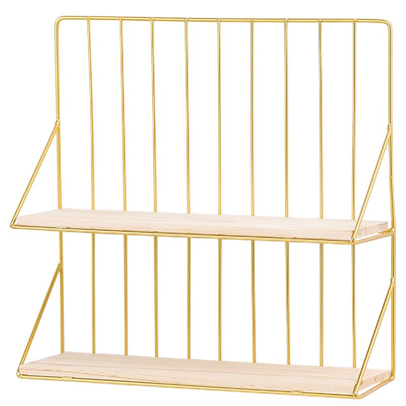 Dubbellager Vägg Förvaring Hylla Vägghängande Korg Hyllor Desktop Kosmetisk Rack Organizer