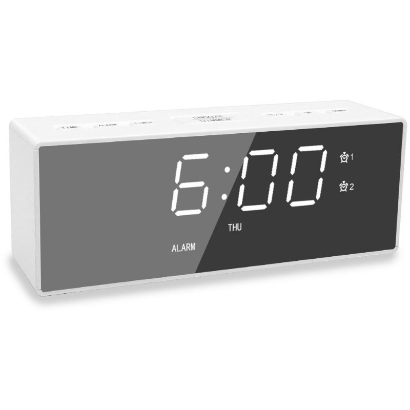 Ek8609 Digital Väckarklocka Timer Led Spegel Snooze Bordsklocka Elektronisk Tid Datum Temperatur Display Heminredning