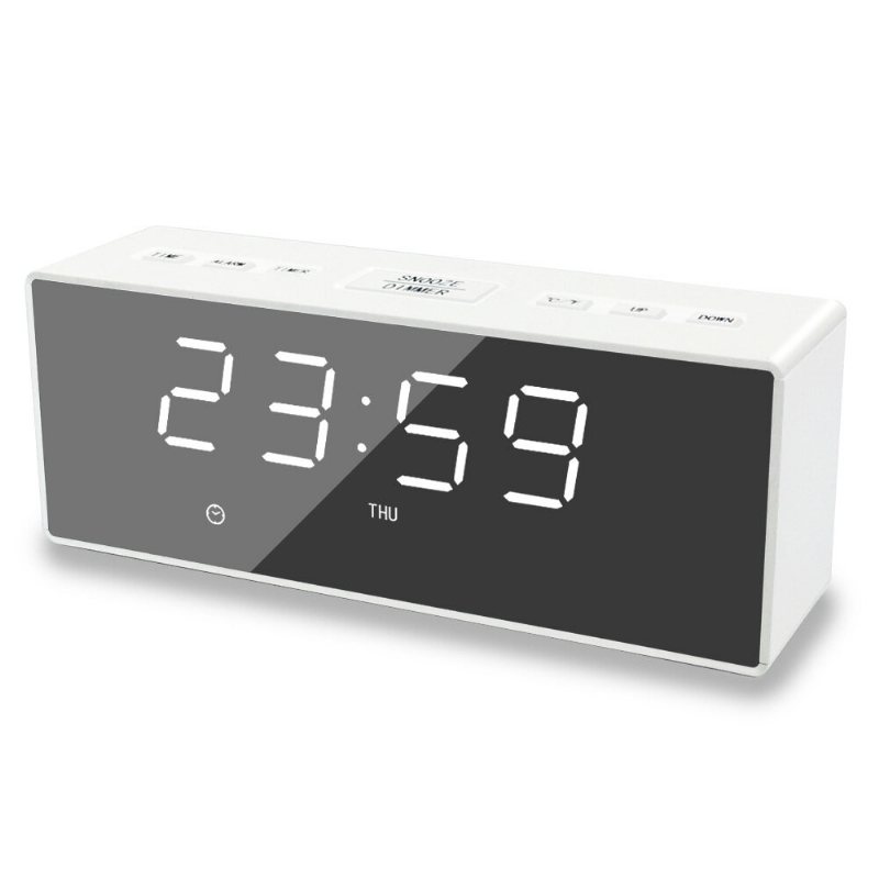 Ek8609 Digital Väckarklocka Timer Led Spegel Snooze Bordsklocka Elektronisk Tid Datum Temperatur Display Heminredning