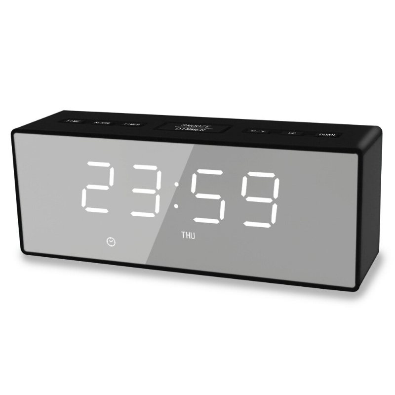 Ek8609 Digital Väckarklocka Timer Led Spegel Snooze Bordsklocka Elektronisk Tid Datum Temperatur Display Heminredning