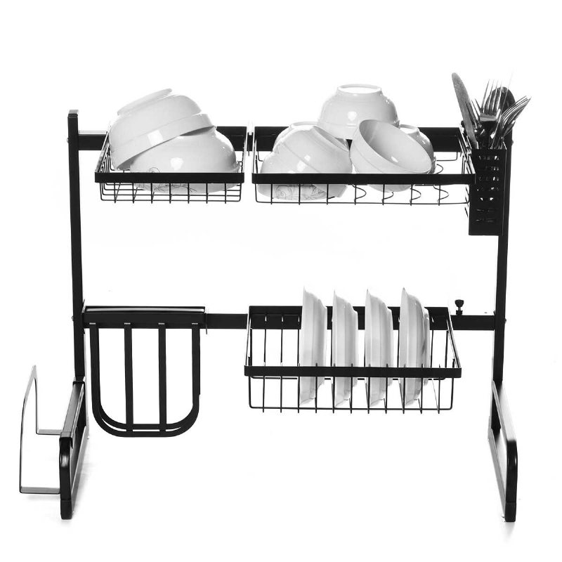 Iron Art Infällbart Förvaringsställ 63-93 cm Kolstål Multifunktionell Diskställ Kökstillbehör Organizer