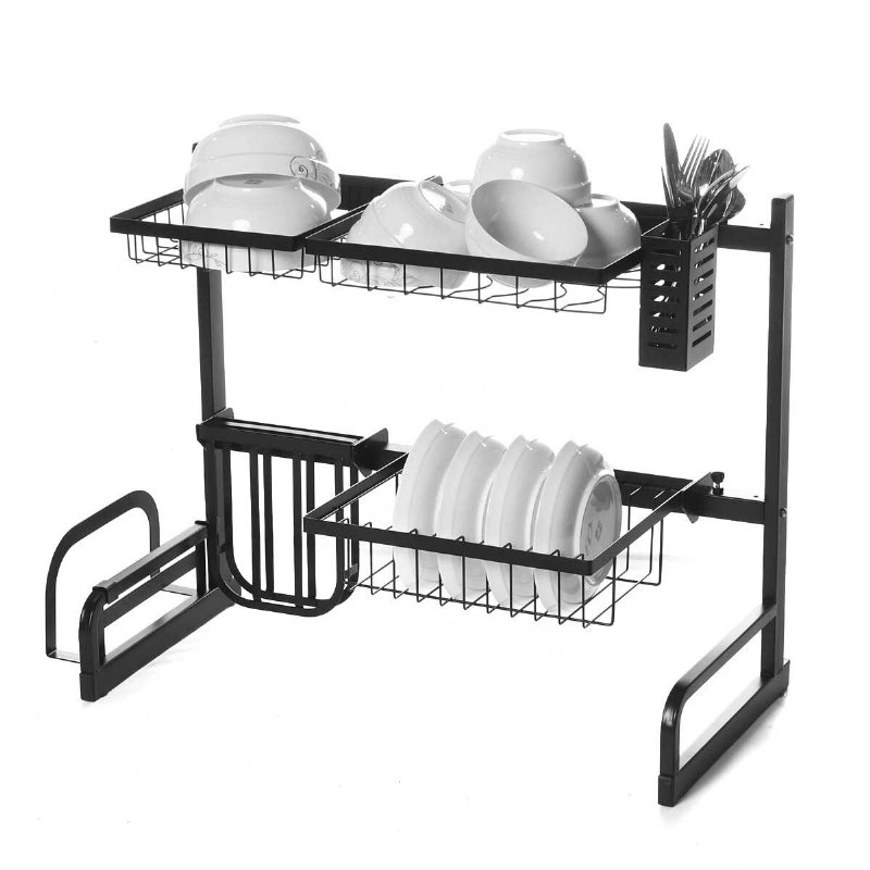 Iron Art Infällbart Förvaringsställ 63-93 cm Kolstål Multifunktionell Diskställ Kökstillbehör Organizer