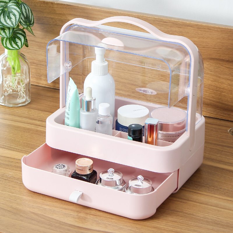 Kosmetisk Förvaringslåda Genomskinlig Dammskydd Desktop Makeup Organizer Bärbar Hylla För Hushåll