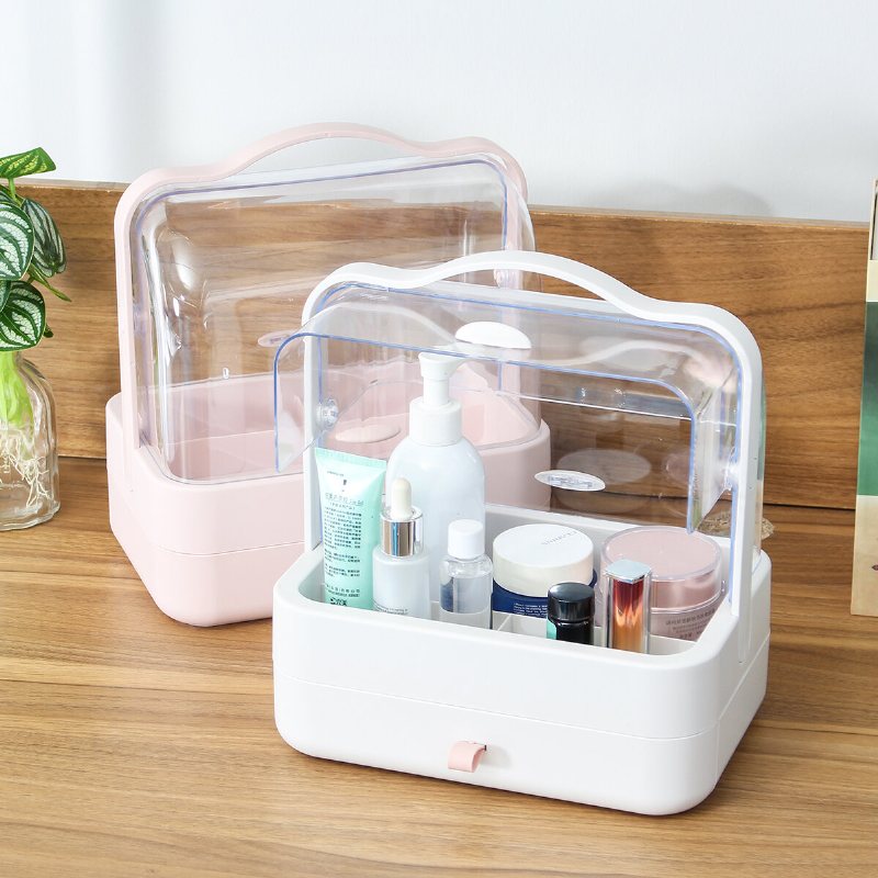 Kosmetisk Förvaringslåda Genomskinlig Dammskydd Desktop Makeup Organizer Bärbar Hylla För Hushåll