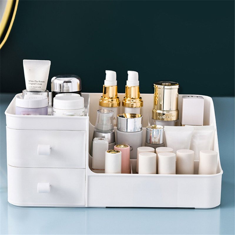 Makeup Organizer Plast Cosmetic Läppstift Förvaringsbox Container Stor Kapacitet Skrivbord Med Sminklåda