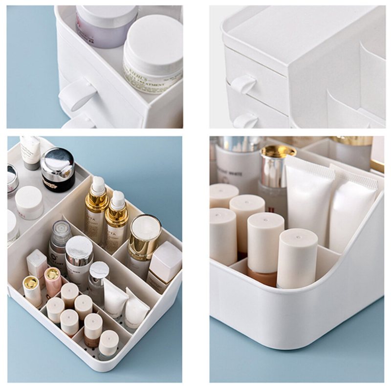 Makeup Organizer Plast Cosmetic Läppstift Förvaringsbox Container Stor Kapacitet Skrivbord Med Sminklåda