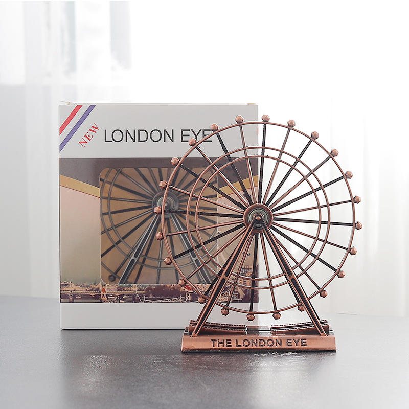 Retro Metall London Eye Pariserhjul Prydnad England Byggnad Hemmakontor Kreativ Skrivbordsdekorationer Modell Souvenir Gåvor