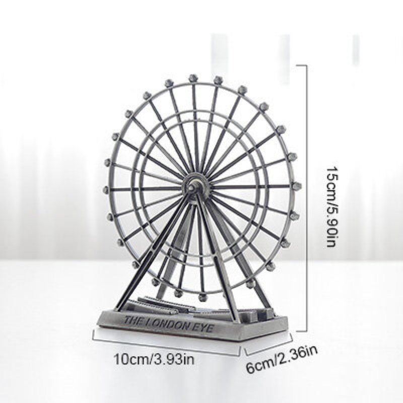 Retro Metall London Eye Pariserhjul Prydnad England Byggnad Hemmakontor Kreativ Skrivbordsdekorationer Modell Souvenir Gåvor