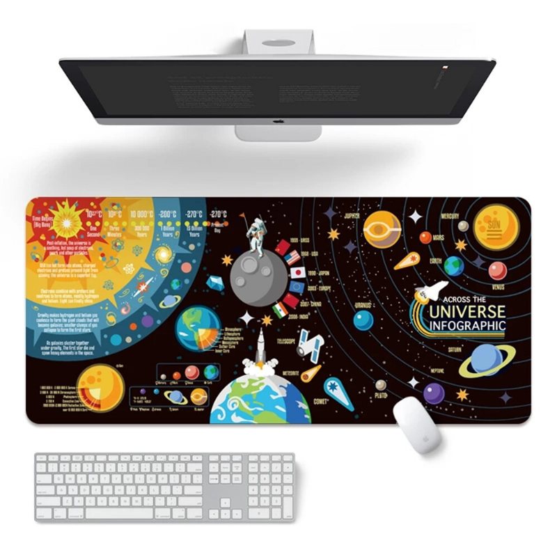 Space Planet Musmatta Bärbar Dator Stor Spelmusmatta Högkvalitativ Print Lock Edge Design Tangentbord Skrivbordsmatta För Pc-dator