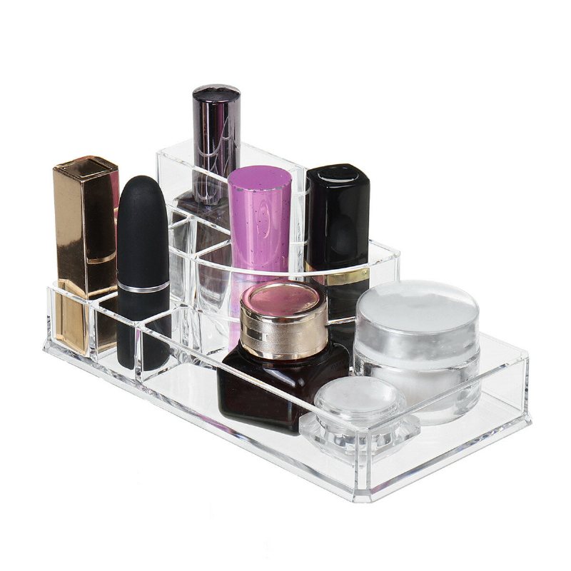 Transparent Kosmetikaförvaringslåda Kombinationsställ Desktop Organizer Läppstift Pulver Display Box Flerlager Med Låda Förvaringslåda