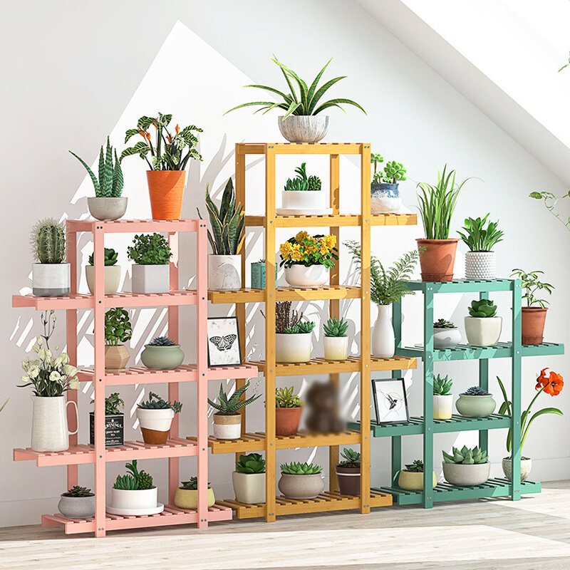 Växthyllor Bambu Krukväxt Stativ Flera Blomkrukhållare Hylla Inomhus Utomhus Planteringskåp Display Organizer