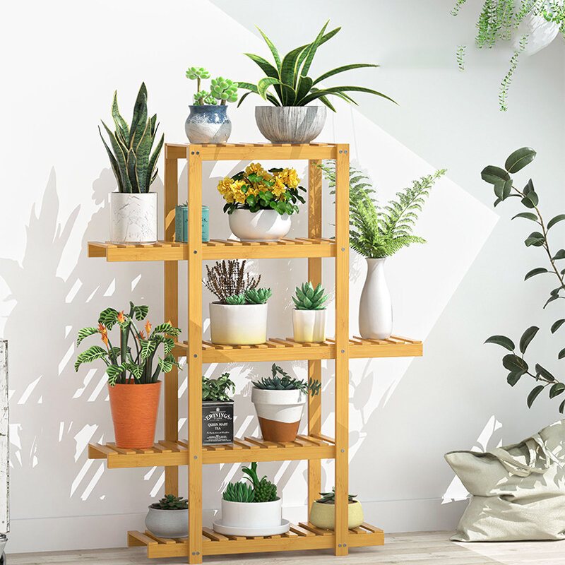 Växthyllor Bambu Krukväxt Stativ Flera Blomkrukhållare Hylla Inomhus Utomhus Planteringskåp Display Organizer