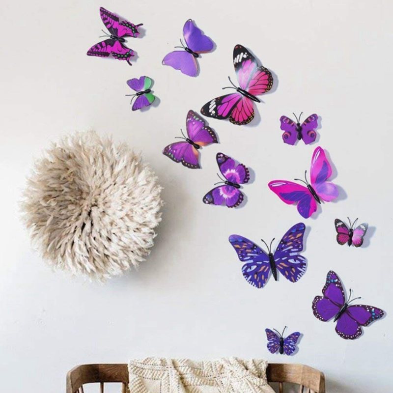 12st 3d Butterfly Design Decal Art Väggklistermärken Room Ations Home