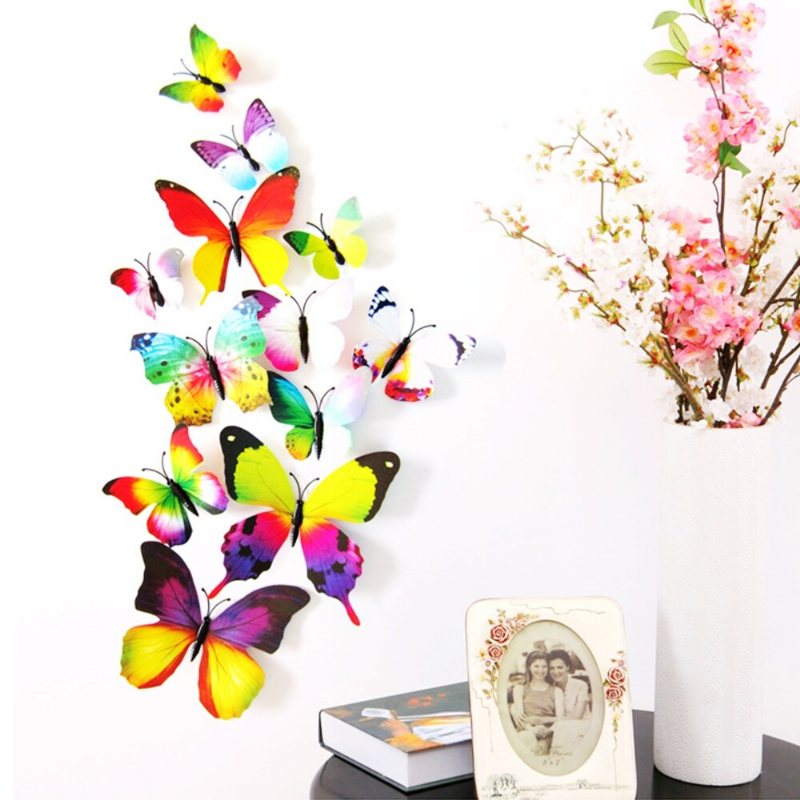 12st 3d Butterfly Design Decal Art Väggklistermärken Room Ations Home