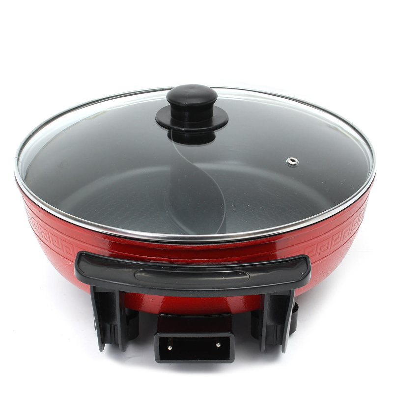 1300w Elektrisk Non-stick Hot Pot Dual Side Divide Hem Rökfri Shabu Köksredskap