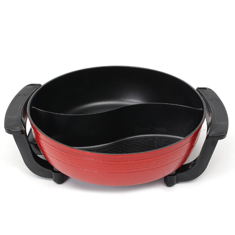 1300w Elektrisk Non-stick Hot Pot Dual Side Divide Hem Rökfri Shabu Köksredskap