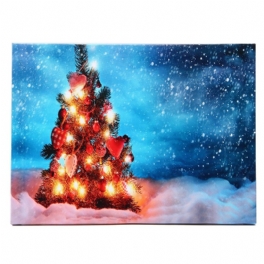 40 X 30 cm Driven Led Christmas Snowy Tree Xmas Canvas Print Väggkonst