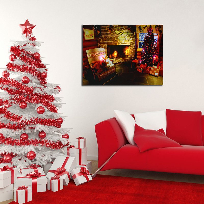 40 X 30 cm Manövrerad Led Hem Juldekor Träd Xmas Canvas Print Väggkonst