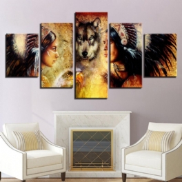 5st Set Wolf Modern Canvas Print Målningar Väggkonst Bilder Heminredning Oinramad