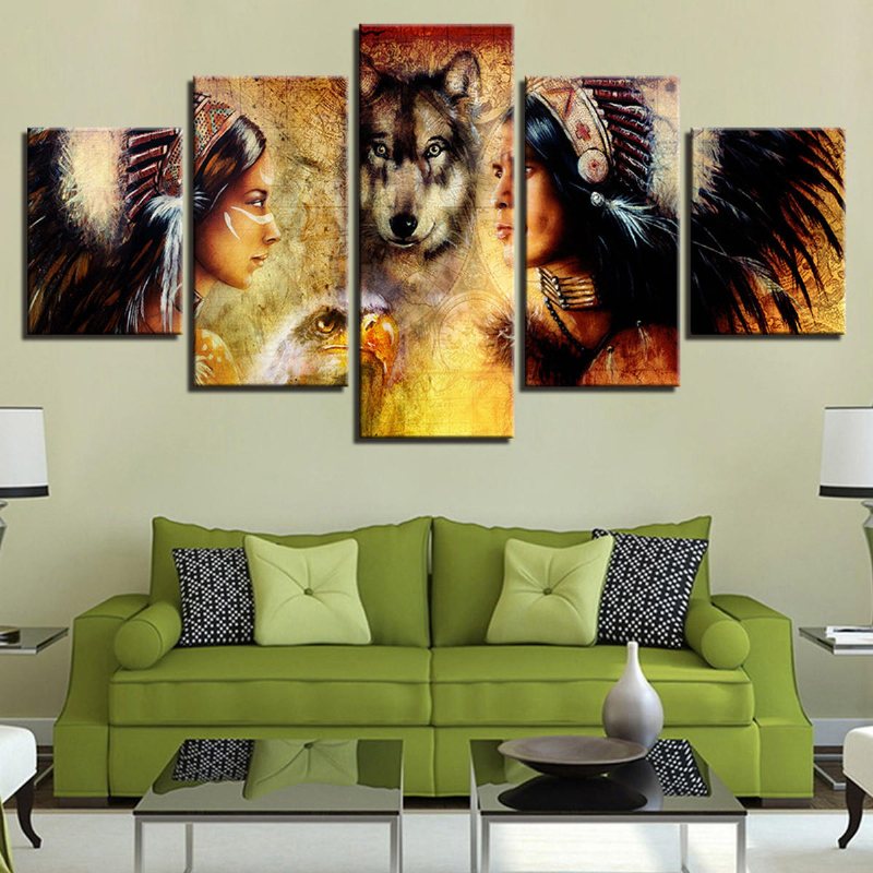 5st Set Wolf Modern Canvas Print Målningar Väggkonst Bilder Heminredning Oinramad