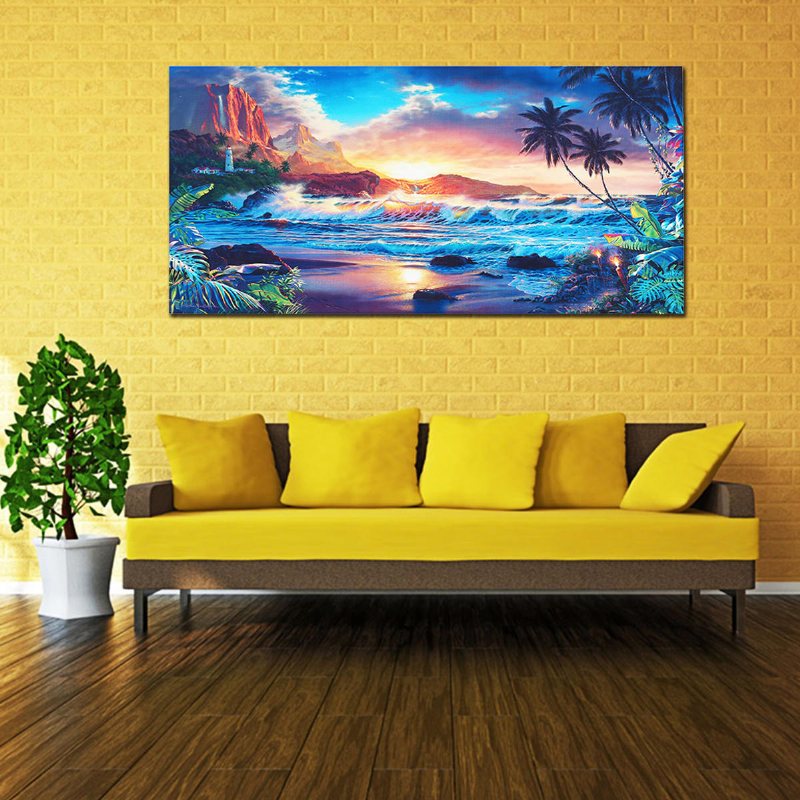 Heminredning Canvas Tavlor Målningar Väggkonst Modern Sunset Scenery Beach Tree Gift