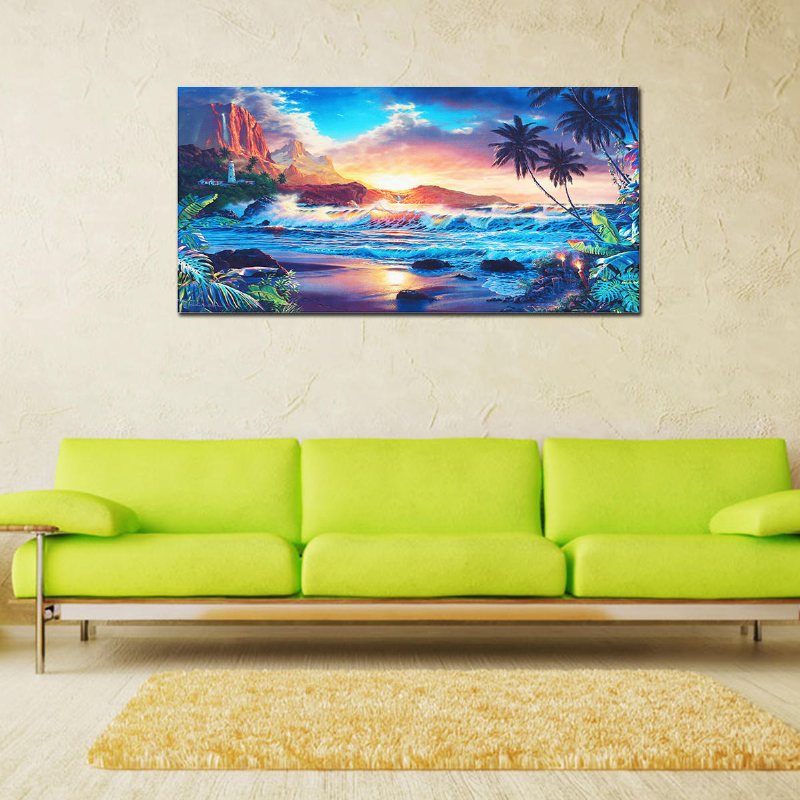 Heminredning Canvas Tavlor Målningar Väggkonst Modern Sunset Scenery Beach Tree Gift