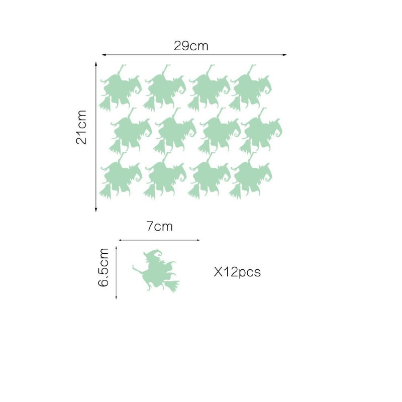 Honana Dx-165 12st Halloween Fluorescerande Glöd Häxor Väggdekal Hem Sovrumsinredning