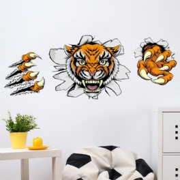 Kreativt Företag Kontorsdekorationer Väggdekor Dominerande 3d Tiger Broken Wall 30* 90cm