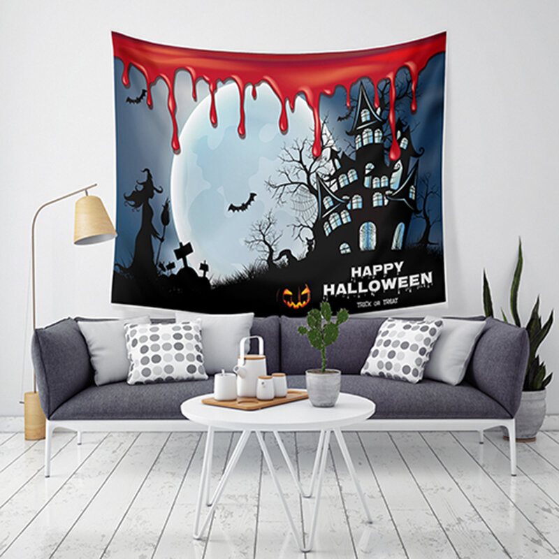 Lwg6 Halloween Gobeläng Pumpatryck Hängande Väggkonst Heminredning Halloween-dekorationer För Hemmet