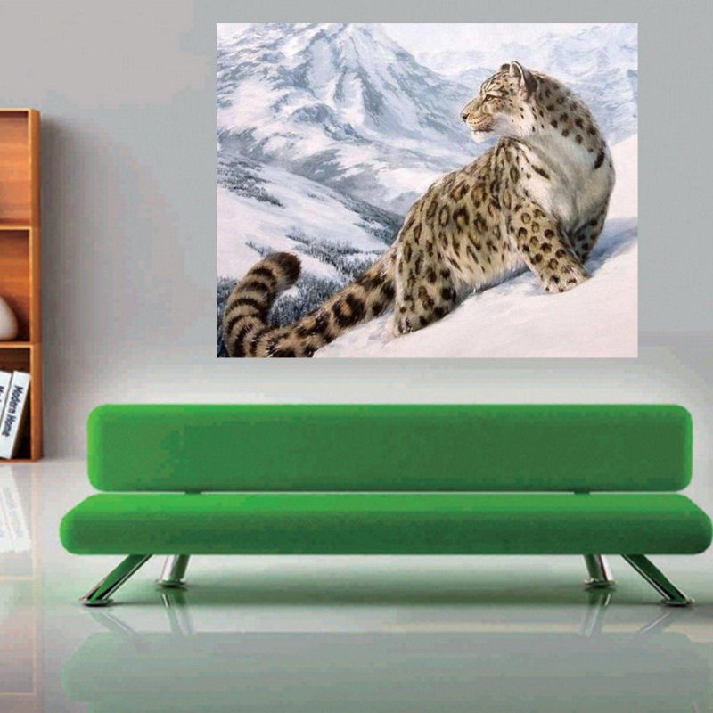 Snow Leopard Diy Akryl Färg Nummer Kit Oljemålningar Canvas Dekorationer