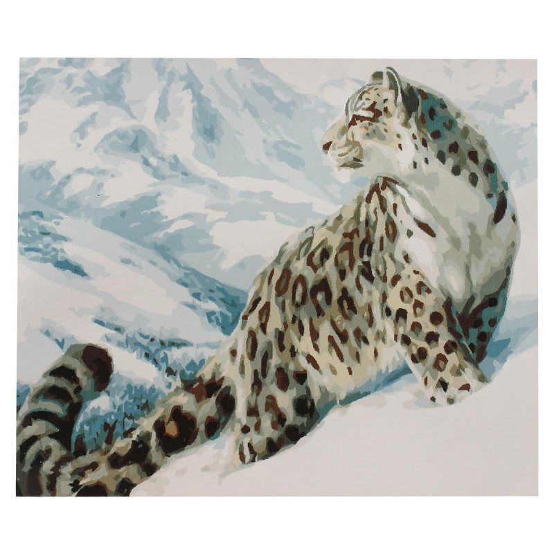 Snow Leopard Diy Akryl Färg Nummer Kit Oljemålningar Canvas Dekorationer