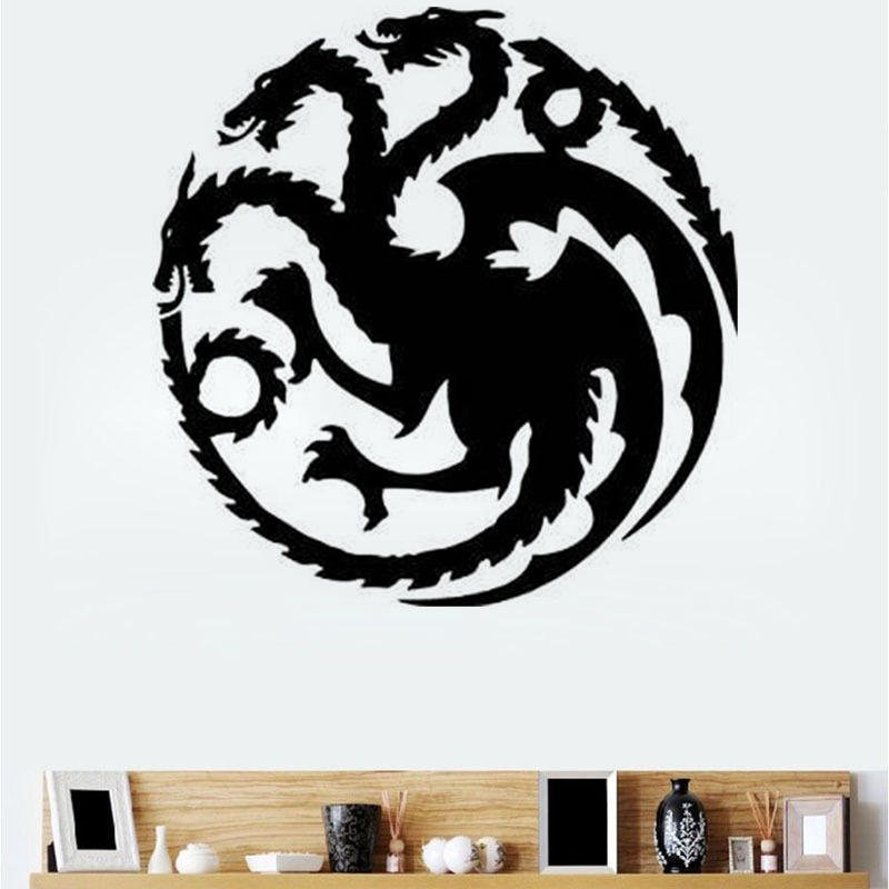 T-18 Game Of Thrones Tangeri Lian Targaryen Familjeemblem Tre Guld-drake Snidade Väggdekaler