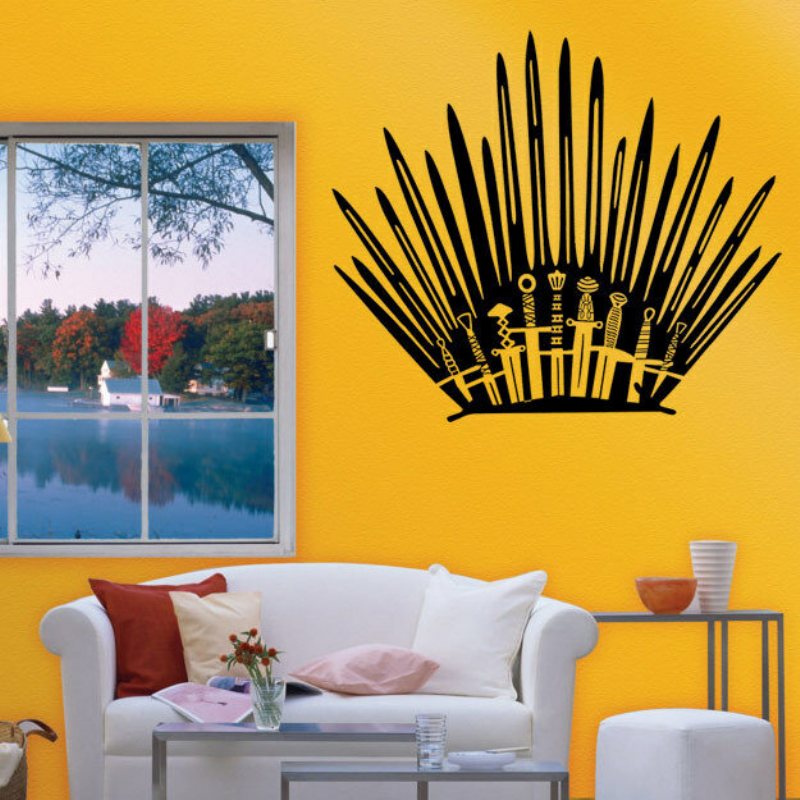 T-2 Spelrekvisita Höger Iron Throne Stickers Snidade Creative Wall Toalett