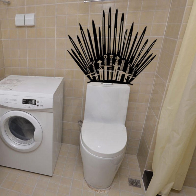 T-2 Spelrekvisita Höger Iron Throne Stickers Snidade Creative Wall Toalett