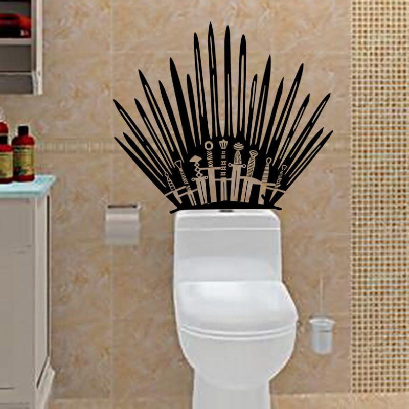 T-2 Spelrekvisita Höger Iron Throne Stickers Snidade Creative Wall Toalett