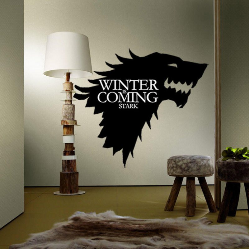 T-5 Game Of Thrones Stark Familjeemblem Ice Wolf Wall Stickers Graverade