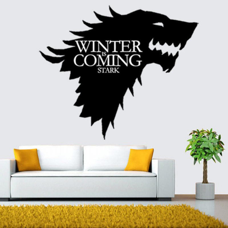 T-5 Game Of Thrones Stark Familjeemblem Ice Wolf Wall Stickers Graverade