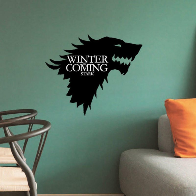 T-5 Game Of Thrones Stark Familjeemblem Ice Wolf Wall Stickers Graverade