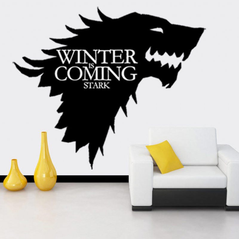 T-5 Game Of Thrones Stark Familjeemblem Ice Wolf Wall Stickers Graverade