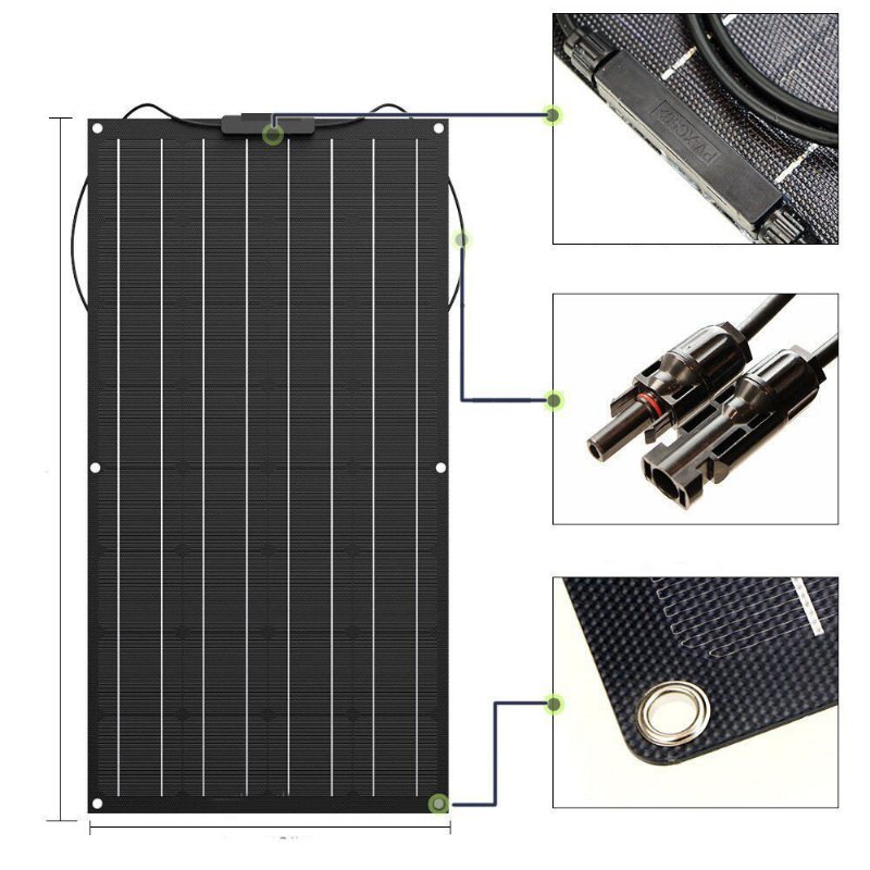 100w 18v Tpt Solpanel Högeffektiv Solladdare Diy-kontakt Batteriladdare Utomhus Camping Resor