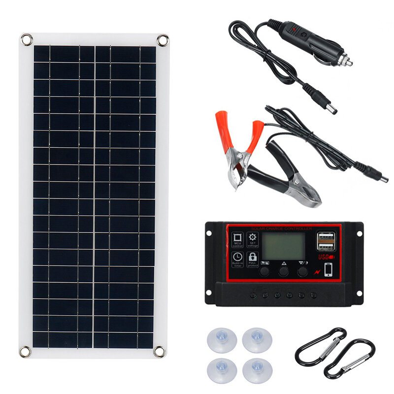 18v Solenergisystem Vattentätt Usb-nödladdning Solpanel Med 40a/50a/60a Laddare Controller Kit Camping Travel Power Generation