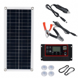 18v Solenergisystem Vattentätt Usb-nödladdning Solpanel Med 40a/50a/60a Laddare Controller Kit Camping Travel Power Generation